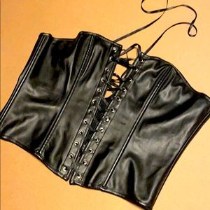 Bustier..black..faux leather.. Never worn